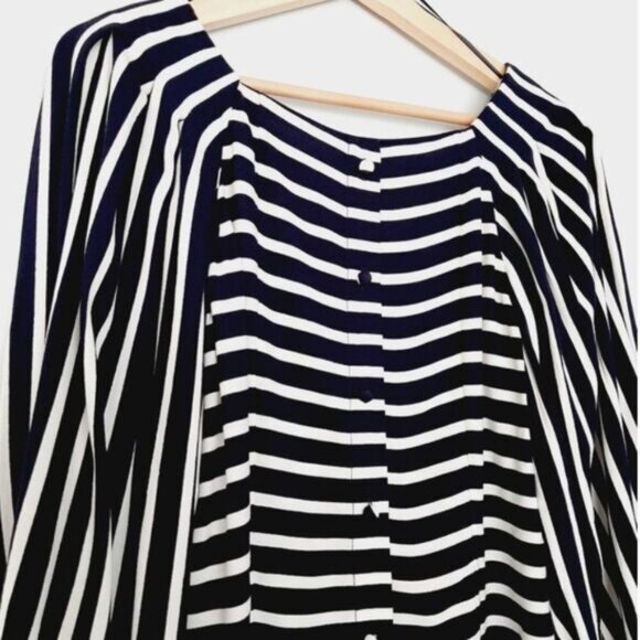 BANANA REPUBLIC Puff Sleeve Boho Square Neck Stripped Crop Blouse Sz S - Picture 11 of 13